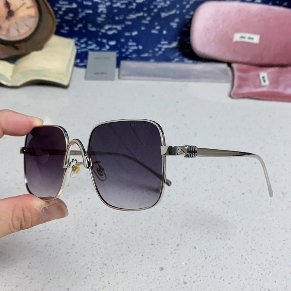 Miu Miu Silver Frame Sunglasses Purple Lens Oversized - Picture 10 of 10